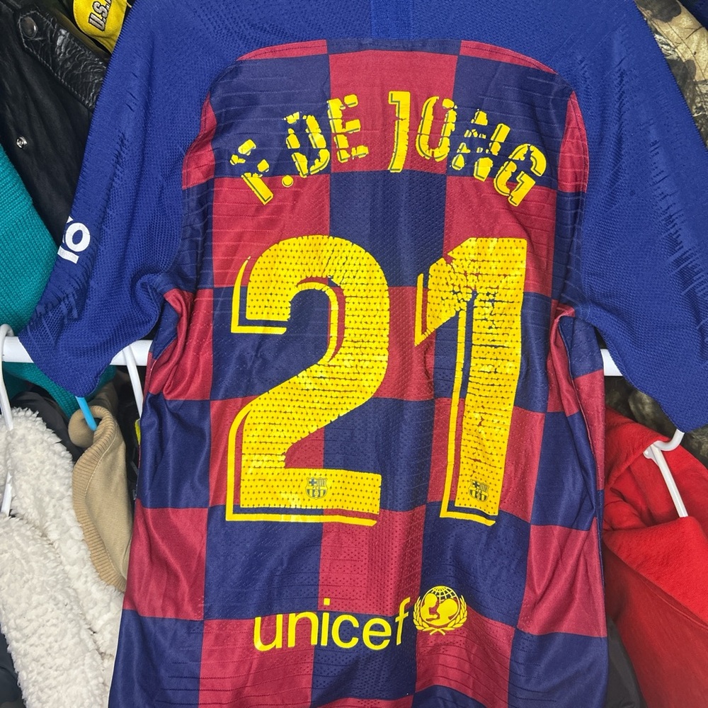 Nike Barcelona FC Rakuten Checkered Futbol Soccer Jersey size Medium - Picture 6 of 6